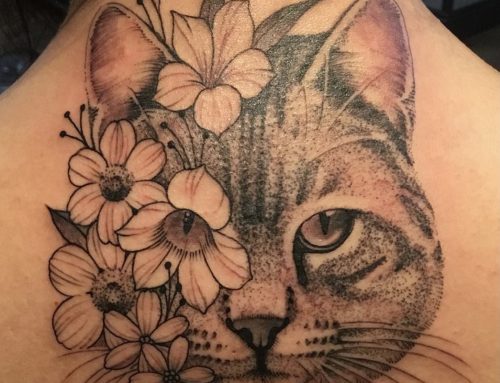 Cat Flower Tattoo