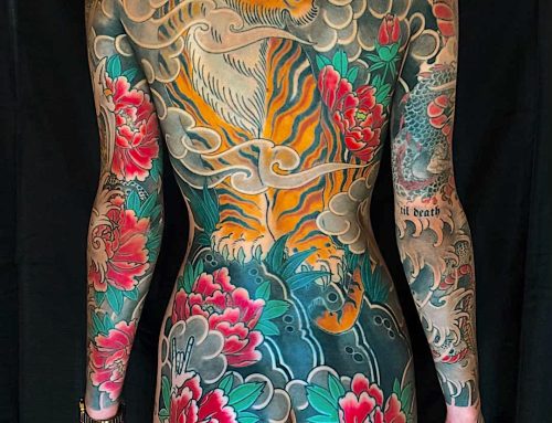 Tiger, Dragon and Peony Woman Tattoo