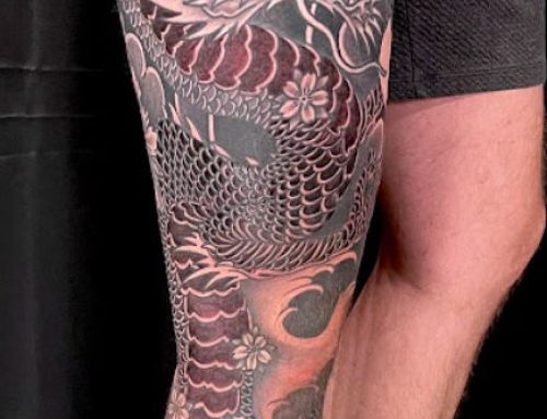 Japanese Dragon Leg Sleeve Tattoo