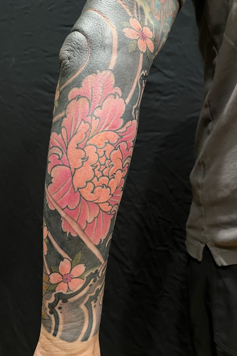Traditional Japanese Full Color Arm Sleeve Tattoos - Katana Tattoo