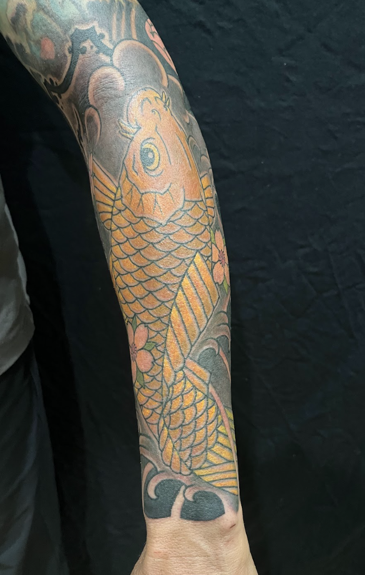 Traditional Japanese Full Color Arm Sleeve Tattoos - Katana Tattoo